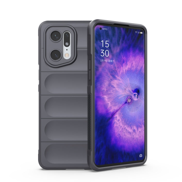 For OPPO Find X5 Pro Magic Shield TPU + Flannel Phone Case(Dark Grey) - OPPO Cases by buy2fix | Online Shopping UK | buy2fix