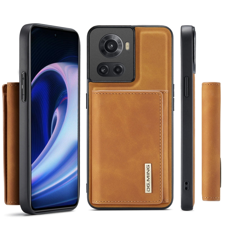 For OnePlus Ace/10R DG.MING M1 Series 3-Fold Multi Card Wallet + Magnetic Phone Case(Brown) - OnePlus Cases by DG.MING | Online Shopping UK | buy2fix