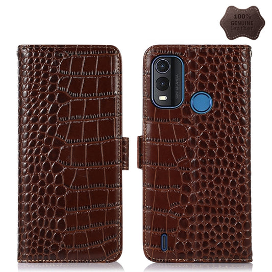 For Nokia G11 Plus Crocodile Top Layer Cowhide Leather Phone Case(Brown) - Nokia Cases by buy2fix | Online Shopping UK | buy2fix