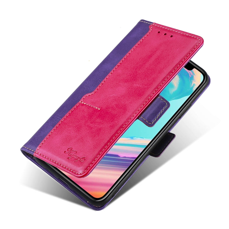 For Doogee X96 Pro Contrast Color Side Buckle Leather Phone Case(Purple + Rose Red) - Doogee Cases by buy2fix | Online Shopping UK | buy2fix