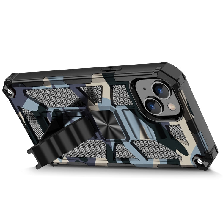 For iPhone 14 Camouflage Armor Shockproof TPU + PC Magnetic Phone Case (Dark Blue) - iPhone 14 Cases by buy2fix | Online Shopping UK | buy2fix