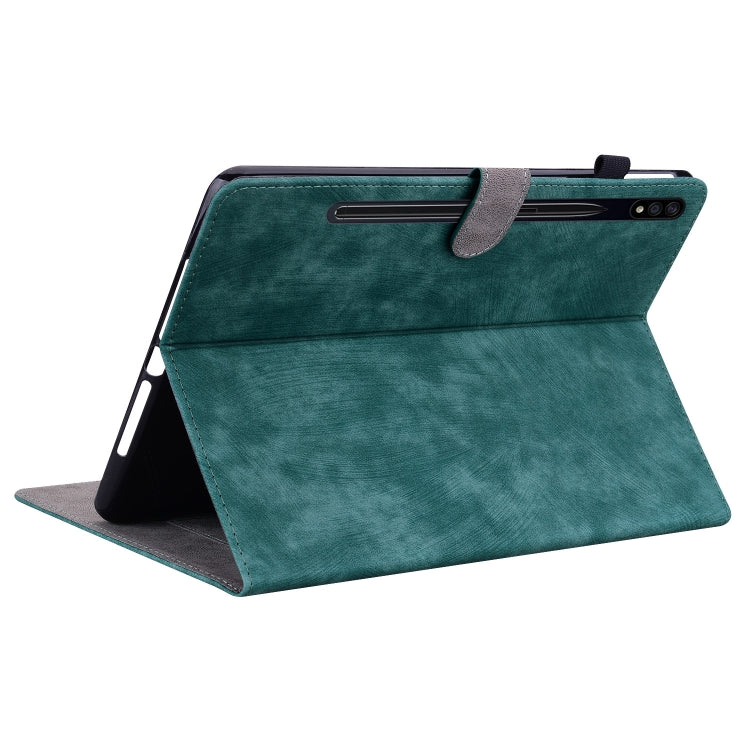 For Samsung Galaxy Tab S9 Tiger Pattern Flip Leather Tablet Case(Dark Green) - Galaxy Tab S9 Cases by buy2fix | Online Shopping UK | buy2fix