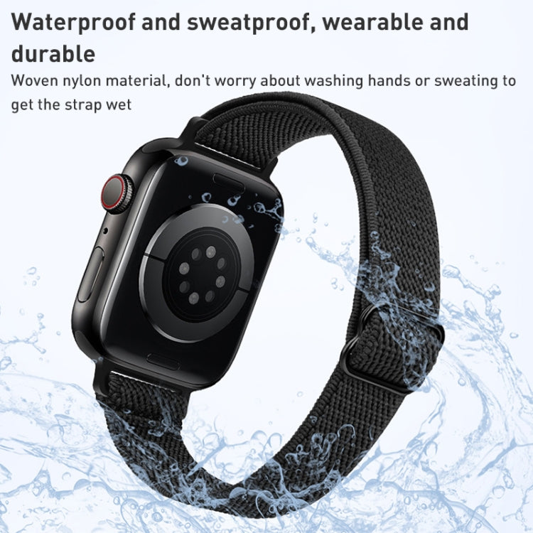 Small Waist Nylon Watch Band For Apple Watch Ultra 49mm&Watch Ultra 2 49mm / Series 9&8&7 45mm / SE 3&SE 2&6&SE&5&4 44mm / 3&2&1 42mm(Black) - Watch Bands by buy2fix | Online Shopping UK | buy2fix