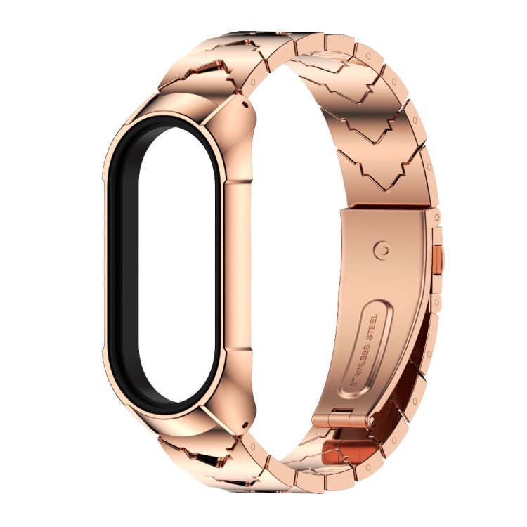 For Xiaomi Mi Band 7 / 7 NFC MIJOBS Stainless Steel Watch Band, Style:TF2 V Type(Rose Gold) - Watch Bands by MIJOBS | Online Shopping UK | buy2fix