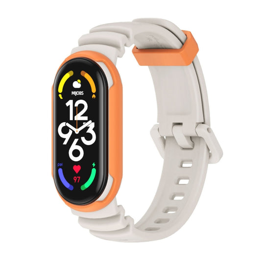 For Xiaomi Mi Band 5 / 6 / 7 MIJOBS GS Unibody Two-color Watch Band(Warm Grey Orange) - Watch Bands by MIJOBS | Online Shopping UK | buy2fix