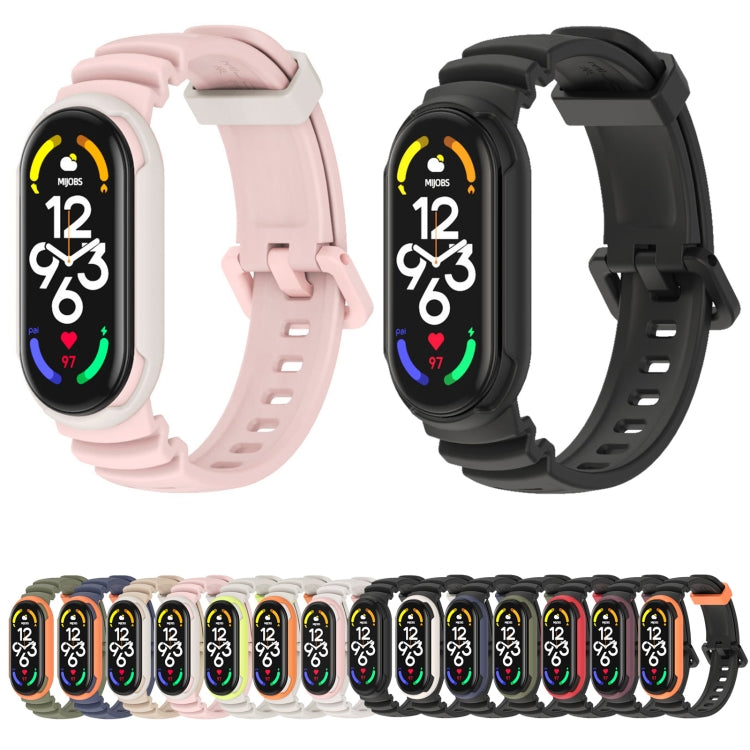 For Xiaomi Mi Band 5 / 6 / 7 MIJOBS GS Unibody Two-color Watch Band(Warm Grey Orange) - Watch Bands by MIJOBS | Online Shopping UK | buy2fix