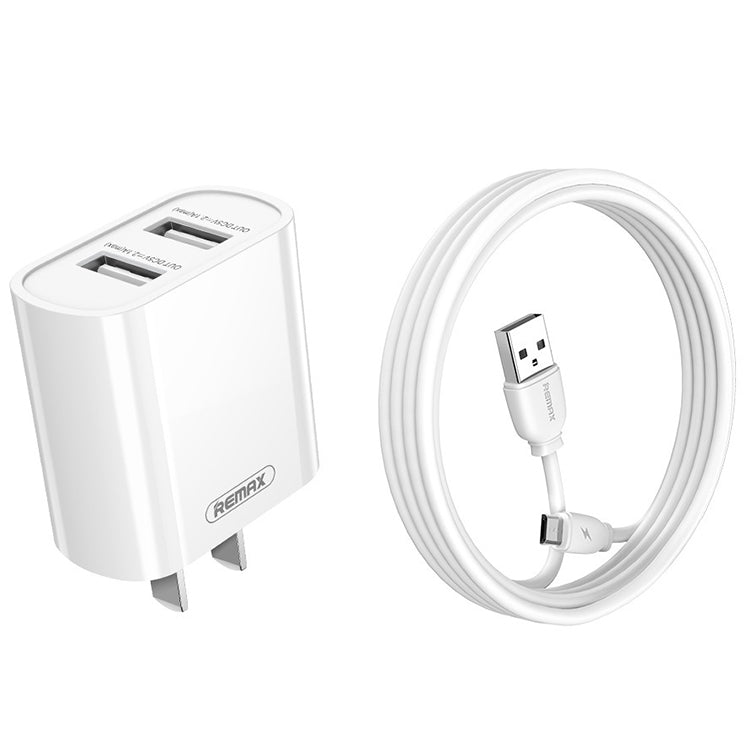 REMAX RP-U35 Jane Series 2.1A Dual USB Port Fast Charger Set, Cable:Micro USB(CN Plug) - USB Charger by REMAX | Online Shopping UK | buy2fix