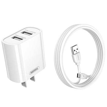 REMAX RP-U35 Jane Series 2.1A Dual USB Port Fast Charger Set, Cable:Micro USB(CN Plug) - USB Charger by REMAX | Online Shopping UK | buy2fix