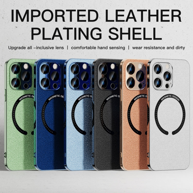 For iPhone 11 Pro Leather Electroplated Magsafe Case (Blue) - iPhone 11 Pro Cases by buy2fix | Online Shopping UK | buy2fix