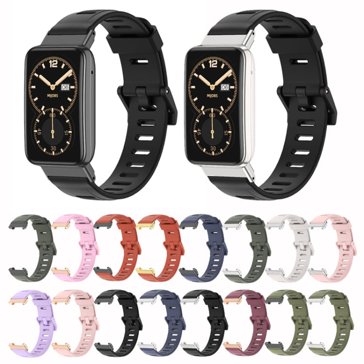 For Xiaomi Mi Band 7 Pro Mijobs Flat Hole TPU Watch Band(Grey Silver) - Watch Bands by MIJOBS | Online Shopping UK | buy2fix