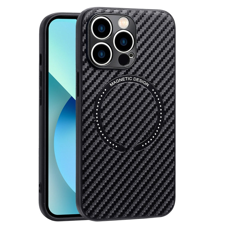 For iPhone 11 Pro Max Carbon Fiber Texture MagSafe Magnetic Phone Case (Black) - iPhone 11 Pro Max Cases by buy2fix | Online Shopping UK | buy2fix