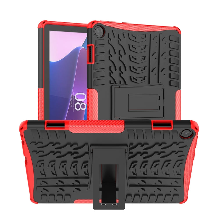 For Lenovo Tab M10 3rd Gen Tire Texture TPU + PC Tablet Case with Holder(Red) - Lenovo by buy2fix | Online Shopping UK | buy2fix