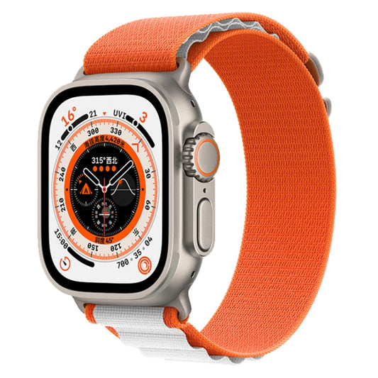 For Apple Watch Ultra 49mm Nylon Watch Band (White+Orange) - Watch Bands by buy2fix | Online Shopping UK | buy2fix