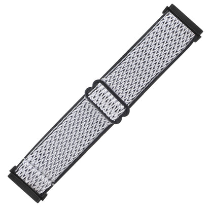 For Fitbit Versa 4 / Sense 2 Universal Wave Nylon Watch Band(White Black) - Watch Bands by buy2fix | Online Shopping UK | buy2fix