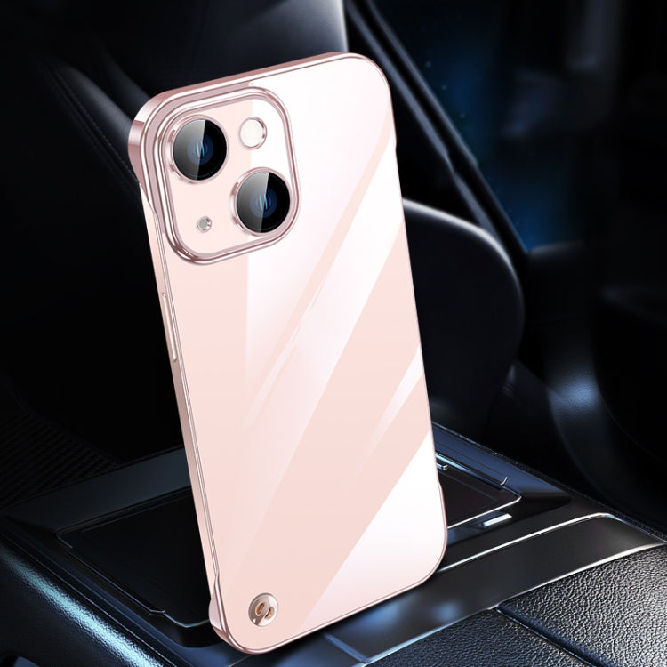 For iPhone 14 Electroplating Frameless Clear PC Phone Case(Pink) - iPhone 14 Cases by buy2fix | Online Shopping UK | buy2fix