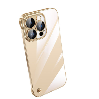 For iPhone 14 Pro Electroplating Frameless Clear PC Phone Case(Gold) - iPhone 14 Pro Cases by buy2fix | Online Shopping UK | buy2fix