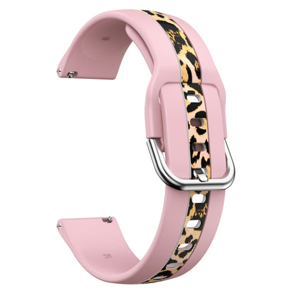 For Samsung Galaxy Watch 5 40mm / 44mm Vertical Grain Printing Silicone Watch Band(Pink Leopard Print) - Watch Bands by buy2fix | Online Shopping UK | buy2fix