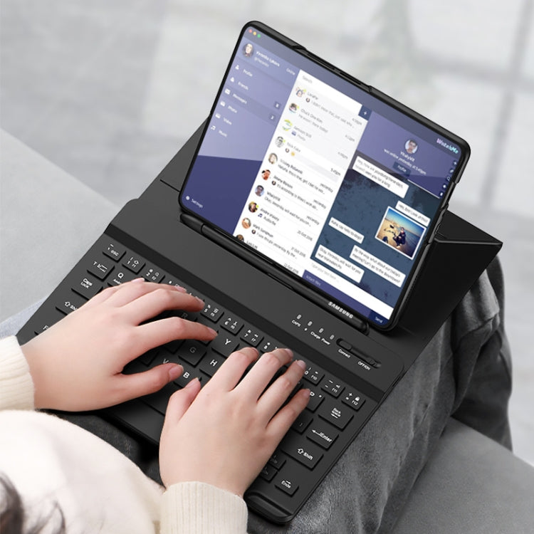 For Samsung Galaxy Z Fold4 5G Magnetic Folding Bluetooth Keyboard Leather Case(Carbon Fiber) - Samsung Keyboard by buy2fix | Online Shopping UK | buy2fix