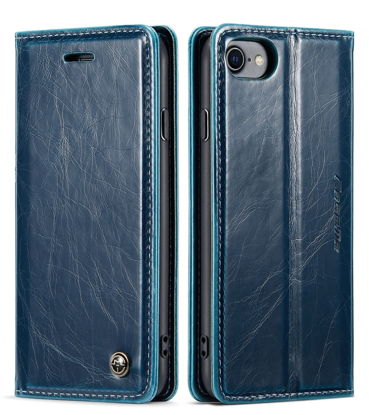 For iPhone SE 2022 / SE 2020 / 7 / 8 CaseMe 003 Crazy Horse Texture Leather Phone Case(Blue) - iPhone SE 2022 / 2020 / 8 / 7 Cases by CaseMe | Online Shopping UK | buy2fix