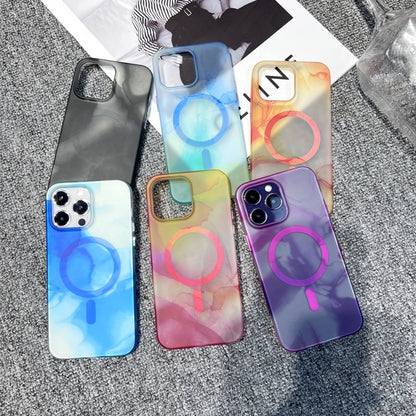 For iPhone 12 Pro Max MagSafe Magnetic Watercolor TPU Phone Case(Black) - iPhone 12 Pro Max Cases by buy2fix | Online Shopping UK | buy2fix