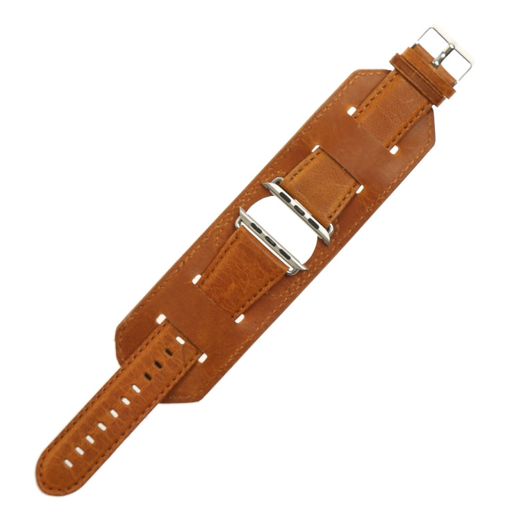 For Apple Watch 5 & 4 40mm / 3 & 2 & 1 38mm Crazy Horse Texture Bracelet Watch Band(Light Brown) - Watch Bands by buy2fix | Online Shopping UK | buy2fix