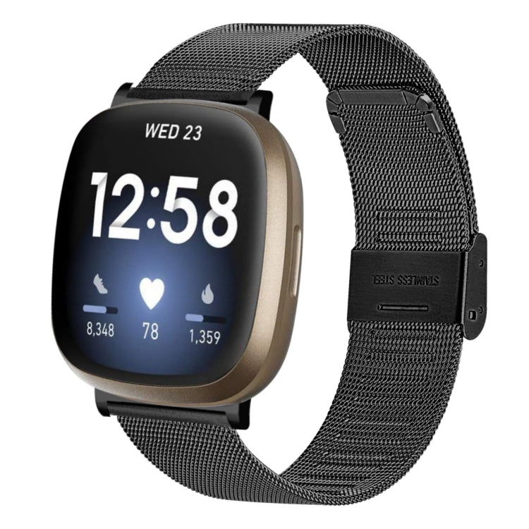 For Fitbit Versa 3 / Sense Milan Buckle Metal Watch Band(Black) - Watch Bands by buy2fix | Online Shopping UK | buy2fix