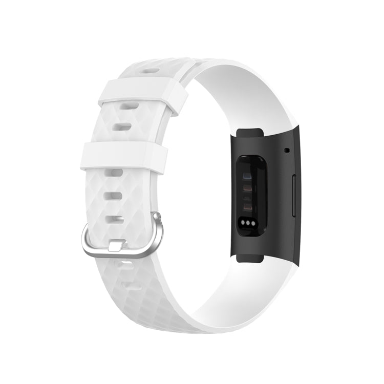 18mm Silver Color Buckle TPU Wrist Strap Watch Band for Fitbit Charge 4 / Charge 3 / Charge 3 SE, Size: S(White) - Watch Bands by buy2fix | Online Shopping UK | buy2fix