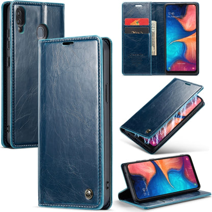 For Samsung Galaxy A20／A30／M10S CaseMe 003 Crazy Horse Texture Leather Phone Case(Blue) - Galaxy Phone Cases by CaseMe | Online Shopping UK | buy2fix