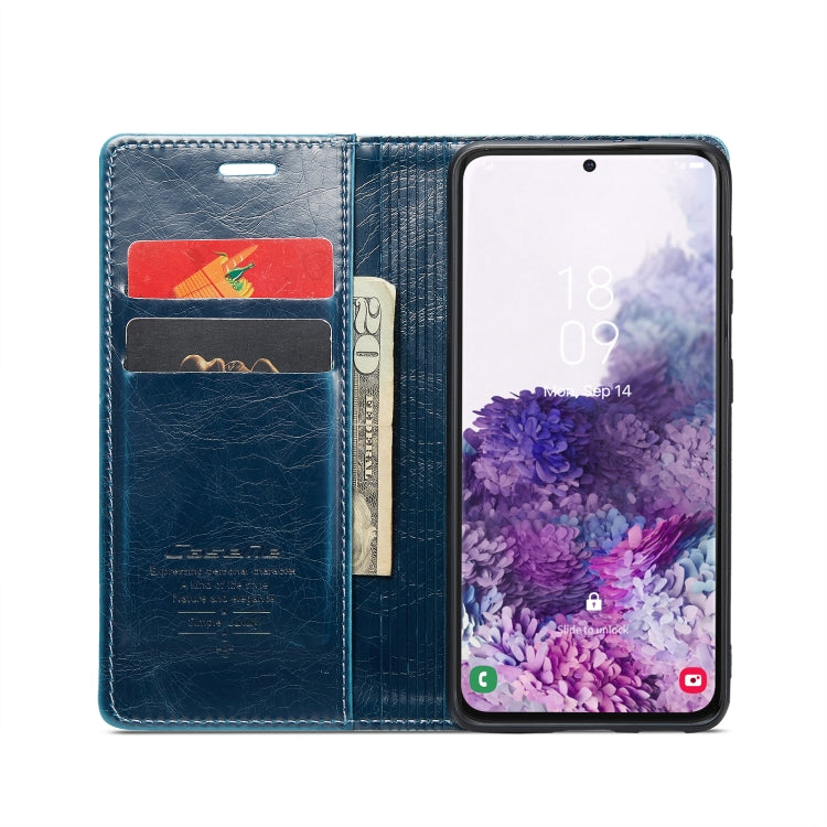 For Samsung Galaxy S20 CaseMe 003 Crazy Horse Texture Leather Phone Case(Blue) - Galaxy Phone Cases by CaseMe | Online Shopping UK | buy2fix