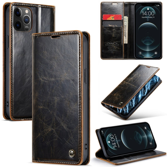 For iPhone 12 Pro Max CaseMe 003 Crazy Horse Texture Leather Phone Case(Coffee) - iPhone 12 Pro Max Cases by CaseMe | Online Shopping UK | buy2fix