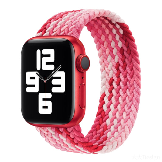 Nylon Single-turn Braided Watch Band For Apple Watch Ultra 49mm&Watch Ultra 2 49mm / Series 9&8&7 45mm / SE 3&SE 2&6&SE&5&4 44mm / 3&2&1 42mm, Length:135mm(Strawberry Red) - Watch Bands by buy2fix | Online Shopping UK | buy2fix