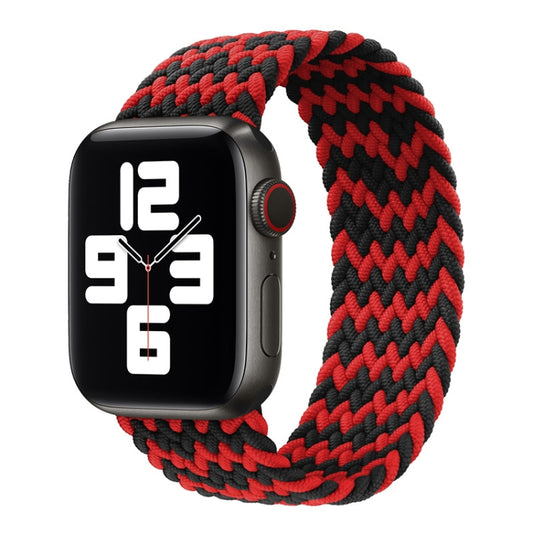 Nylon Single-turn Braided Watch Band For Apple Watch Ultra 49mm&Watch Ultra 2 49mm / Series 9&8&7 45mm / SE 3&SE 2&6&SE&5&4 44mm / 3&2&1 42mm, Length:145mm(W Black Red) - Watch Bands by buy2fix | Online Shopping UK | buy2fix