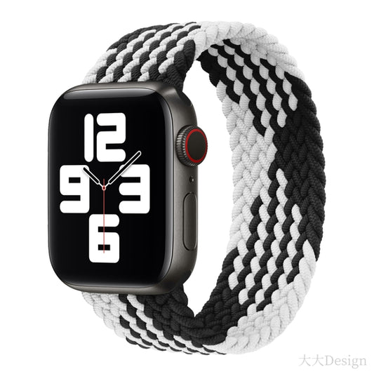 Nylon Single-turn Braided Watch Band For Apple Watch Ultra 49mm&Watch Ultra 2 49mm / Series 9&8&7 45mm / SE 3&SE 2&6&SE&5&4 44mm / 3&2&1 42mm, Length:145mm(Z Black White) - Watch Bands by buy2fix | Online Shopping UK | buy2fix