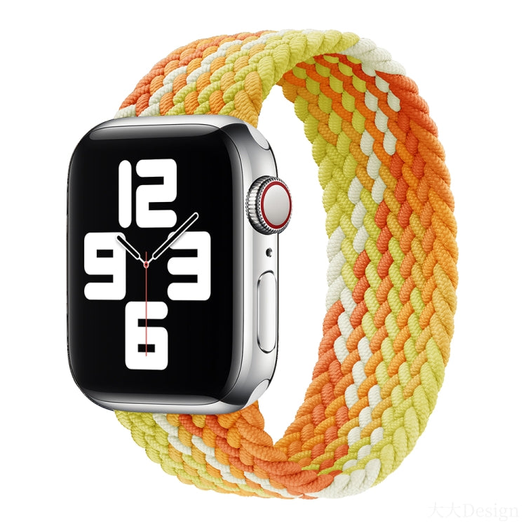 Nylon Single-turn Braided Watch Band For Apple Watch Ultra 49mm / Series 8&7 45mm / SE 2&6&SE&5&4 44mm / 3&2&1 42mm, Length:165mm(Yellow Orange) - Watch Bands by buy2fix | Online Shopping UK | buy2fix