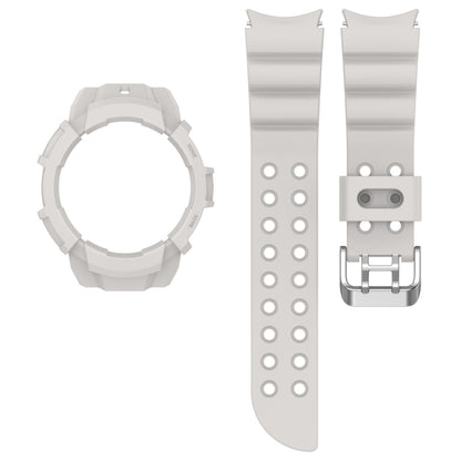 For Samsung Galaxy Watch4 40mm Armor Silicone Watch Band + Protective Case(Light Grey) - Watch Bands by buy2fix | Online Shopping UK | buy2fix