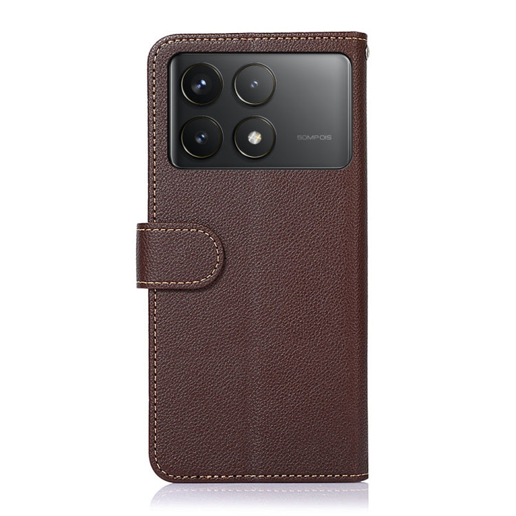 For Xiaomi Redmi K70 5G / K70 Pro 5G KHAZNEH Litchi Texture Leather RFID Phone Case(Brown) - K70 Cases by buy2fix | Online Shopping UK | buy2fix