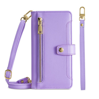 For Ulefone Note 12P Sheep Texture Cross-body Zipper Wallet Leather Phone Case(Purple) - Ulefone Cases by buy2fix | Online Shopping UK | buy2fix