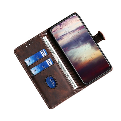 For OnePlus 11 Skin Feel Magnetic Buckle Leather Phone Case(Brown) - OnePlus Cases by buy2fix | Online Shopping UK | buy2fix