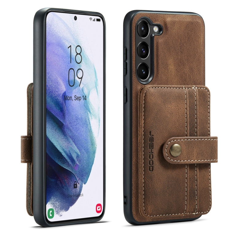 For Samsung Galaxy S24+ 5G JEEHOOD RFID Blocking Anti-Theft Magnetic Phone Case(Brown) - Galaxy S24+ 5G Cases by JEEHOOD | Online Shopping UK | buy2fix