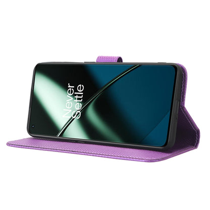 For OnePlus 11 5G Diamond Texture Leather Phone Case(Purple) - OnePlus Cases by buy2fix | Online Shopping UK | buy2fix