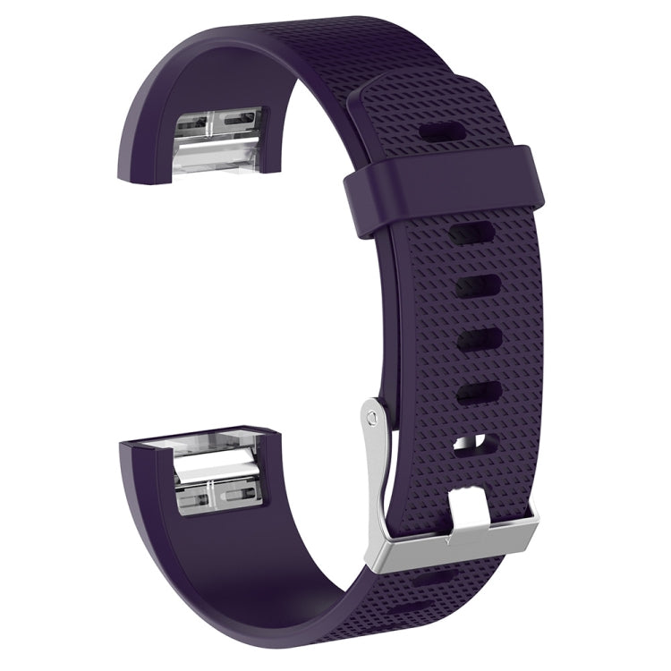 For Fitbit Charge 2 Common Texture Silicone  Watch Band with Buckle, Size:S(Dark Purple) - Watch Bands by buy2fix | Online Shopping UK | buy2fix