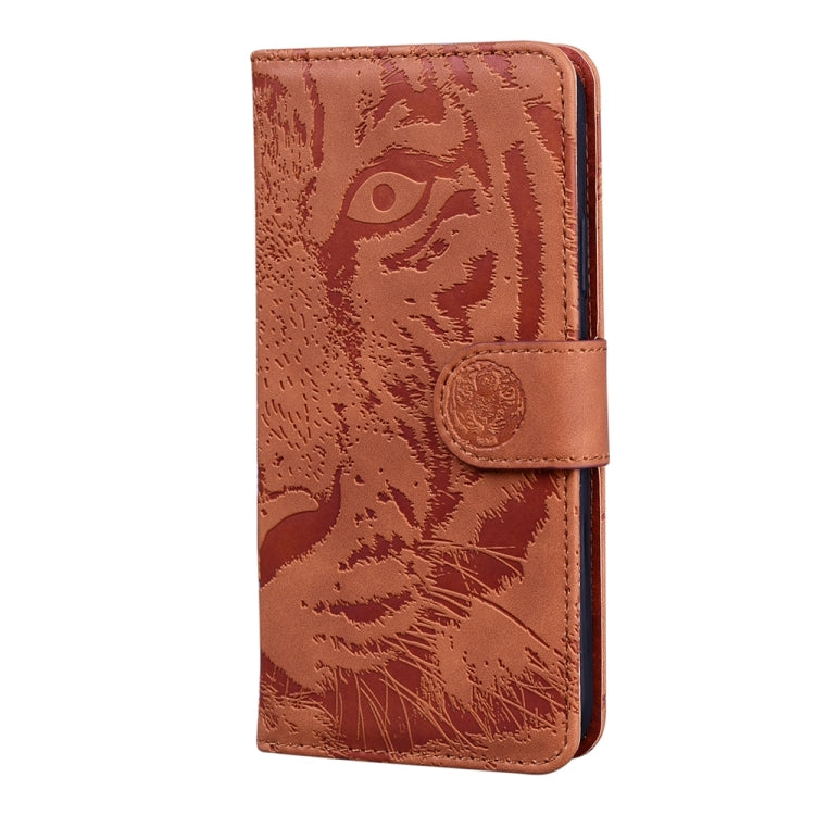 For OnePlus 11 Tiger Embossing Pattern Leather Phone Case(Brown) - OnePlus Cases by buy2fix | Online Shopping UK | buy2fix