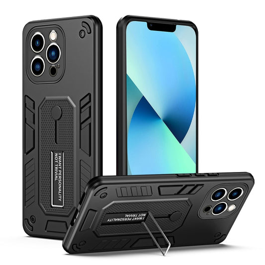 For iPhone 13 Pro Variety Brave Armor Finger Loop Holder Phone Case(Black) - iPhone 13 Pro Cases by buy2fix | Online Shopping UK | buy2fix