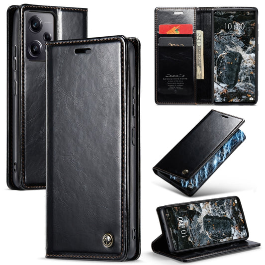 For Xiaomi Redmi Note 12 Pro+ 5G CaseMe 003 Crazy Horse Texture Leather Phone Case(Black) - Xiaomi Cases by CaseMe | Online Shopping UK | buy2fix