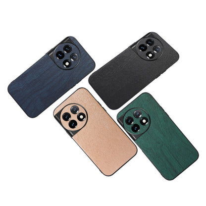 For OnePlus 11 Wood Texture PU Phone Case(Red) - OnePlus Cases by buy2fix | Online Shopping UK | buy2fix