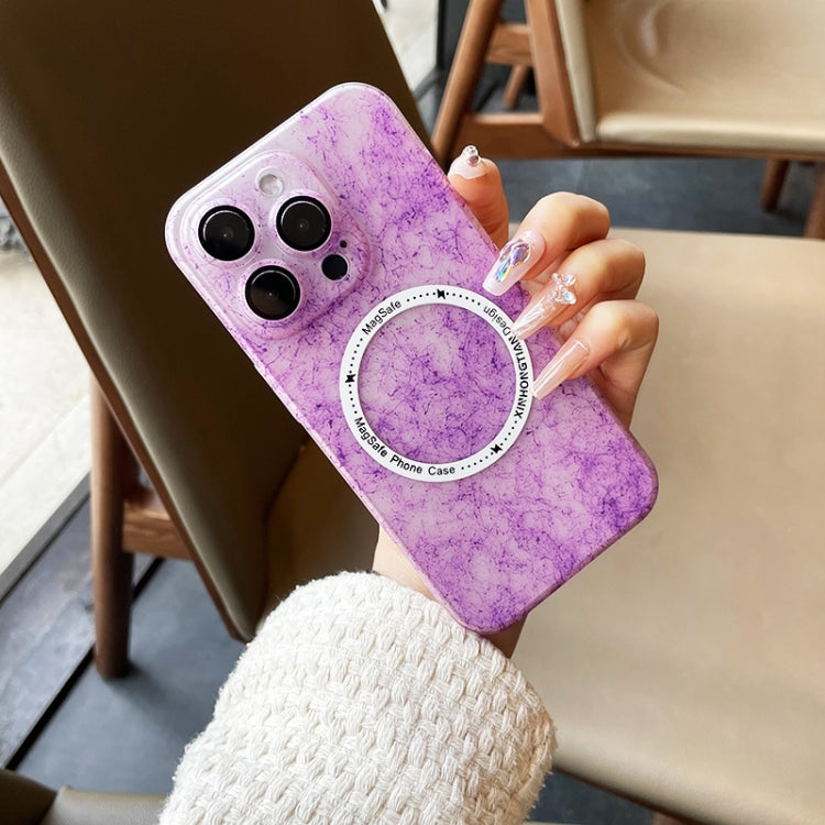 For iPhone 12 Silk Ink Pattern MagSafe PC Phone Case(Purple) - iPhone 12 / 12 Pro Cases by buy2fix | Online Shopping UK | buy2fix