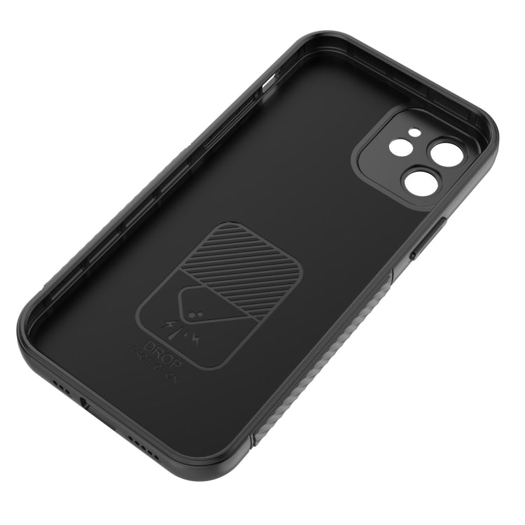 For iPhone 12 Wavy Texture TPU Phone Case with Lens Film(Black) - iPhone 12 / 12 Pro Cases by buy2fix | Online Shopping UK | buy2fix