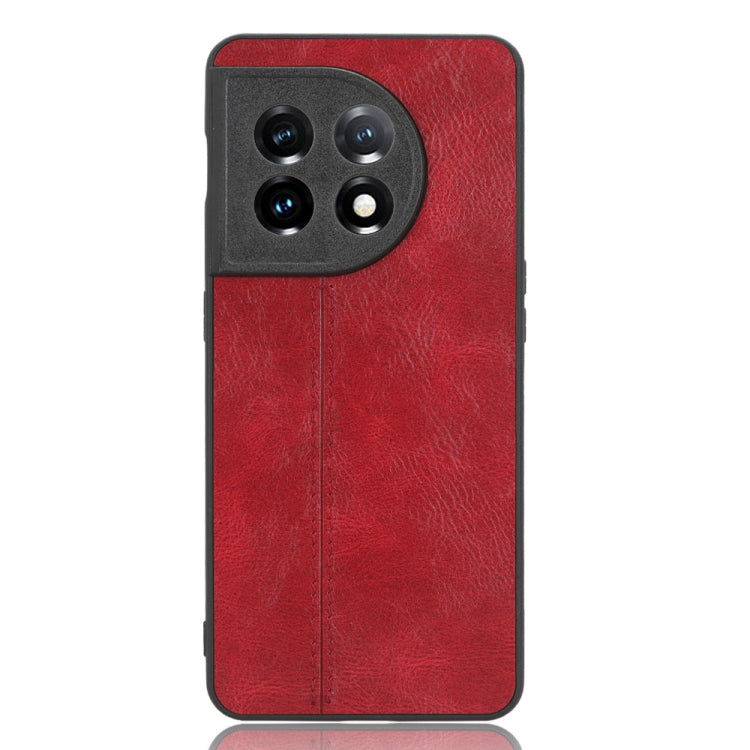 For OnePlus 11 5G Sewing Cow Pattern Skin PC + PU + TPU Phone Case(Red) - OnePlus Cases by buy2fix | Online Shopping UK | buy2fix