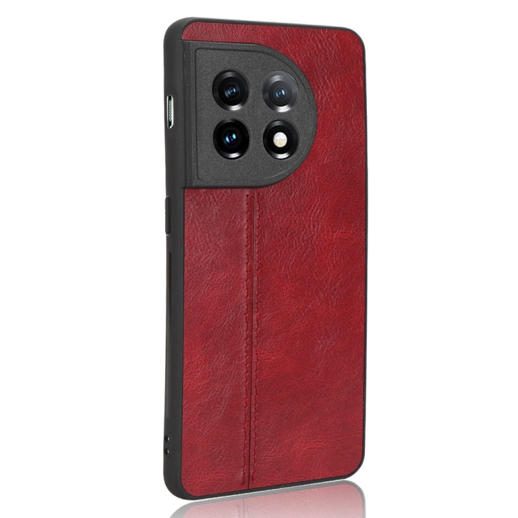 For OnePlus 11 5G Sewing Cow Pattern Skin PC + PU + TPU Phone Case(Red) - OnePlus Cases by buy2fix | Online Shopping UK | buy2fix