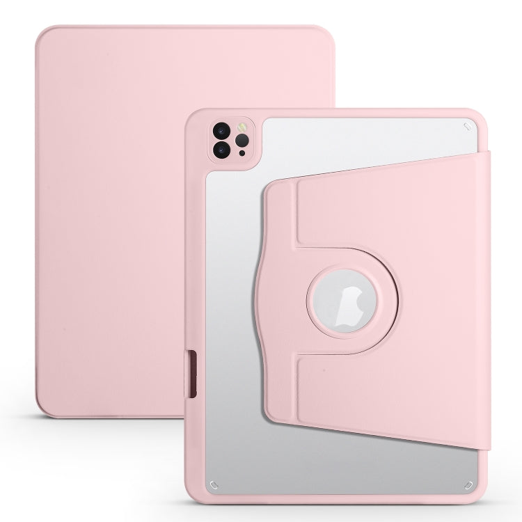 Acrylic 360 Degree Rotation Holder Tablet Leather Case For iPad Air 13 2024 / Pro 12.9 2022/2021/2020/2018(Sand Pink) - iPad Pro 12.9 (2022/2021) Cases by buy2fix | Online Shopping UK | buy2fix